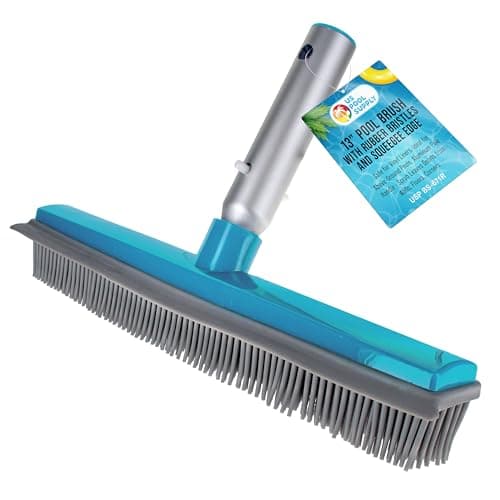 U.S. Pool Supply 13-Inch Pool Brush Head, Rubber Bristles with Squeegee Edge