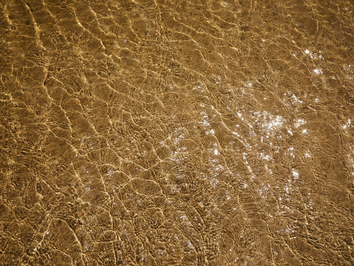 Clear rippling water over a sandy bottom, seen from above