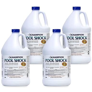 Champion Pool Shock Liquid Chlorine 12.5%, 1 gal, 4-pack